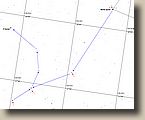Puisque nous sommes dans la constellation de la lyre, nous allons maintenant observer U lyrae, une autre toile carbone bien rouge. Mais celle-ci est bien plus faible que la prcdente et reste rserve aux tlescopes.
Je l'ai dcouverte par hasard en cherchant NGC 6791 dont elle est voisine,  la pointe d'un petit triangle d'toiles  peu prs gales(magnitudes 10  11). 